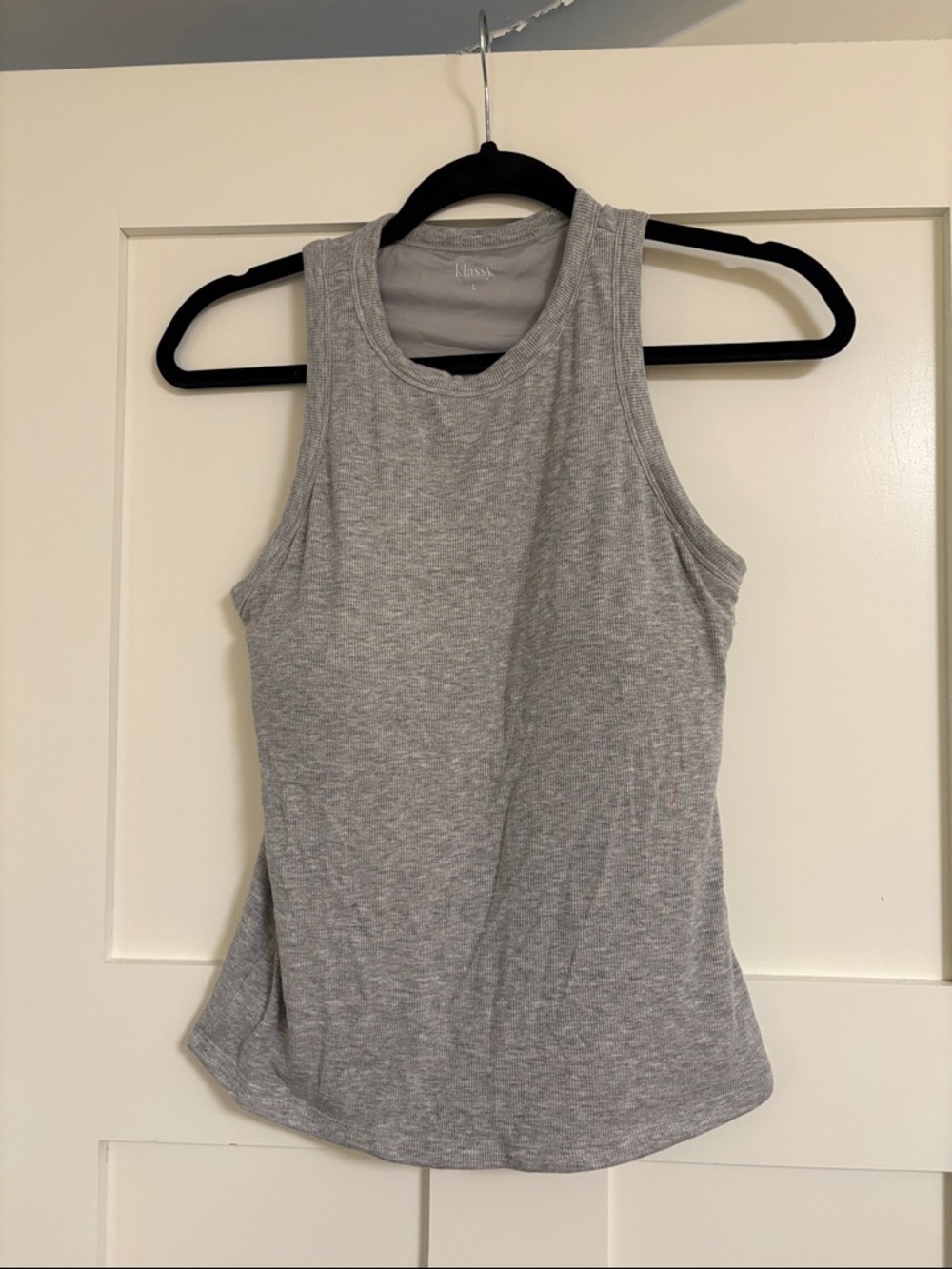 Women's Gray Sleeveless Tank Top with built in bra cups